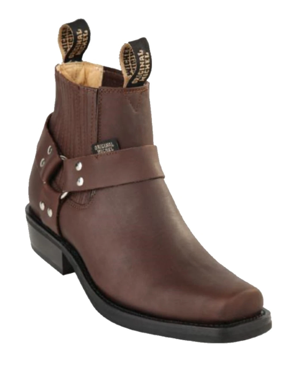 Original Michel Boot Co. Leather Snub Toe Biker Ankle Boot - Rubber Sole 2 Original Michel Boot Co. Leather Snub Toe Biker Ankle Boot - Rubber Sole - Image 2