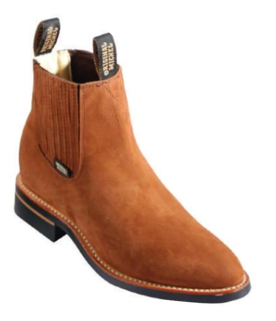 Original Michel Boot Co. Suede Charro Ankle Boot - Natural Edge Rubber Sole 2 Original Michel Boot Co. Suede Charro Ankle Boot - Natural Edge Rubber Sole - Image 2