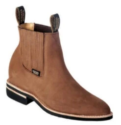 Original Michel Boot Co. Suede Charro Ankle Boot - Natural Edge Rubber Sole