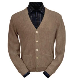 Peru Unlimited Baby Alpaca And Wool Cardigan Sweater - Taupe Heather