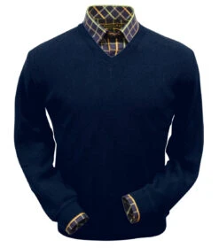 Peru Unlimited Baby Alpaca And Wool V-Neck Sweater -Navy