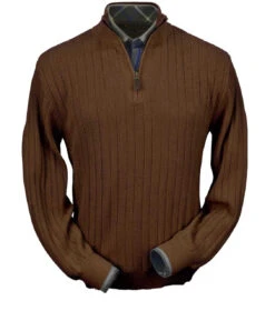 Peru Unlimited Baby Alpaca And Wool Half Zip Sweater - Dark Brown Heather