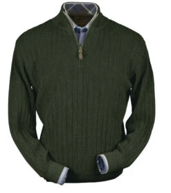 Peru Unlimited Baby Alpaca And Wool Half Zip Sweater - Moss Green