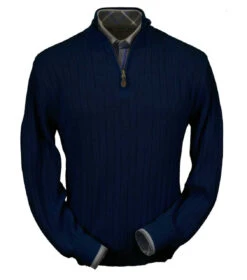 Peru Unlimited Baby Alpaca And Wool Half Zip Sweater - Navy -Suit Discount Store PRU BAZM 110 NV 81833.1546121375