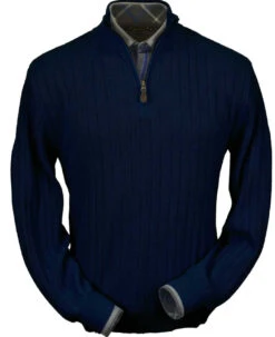 Peru Unlimited Baby Alpaca And Wool Half Zip Sweater - Navy