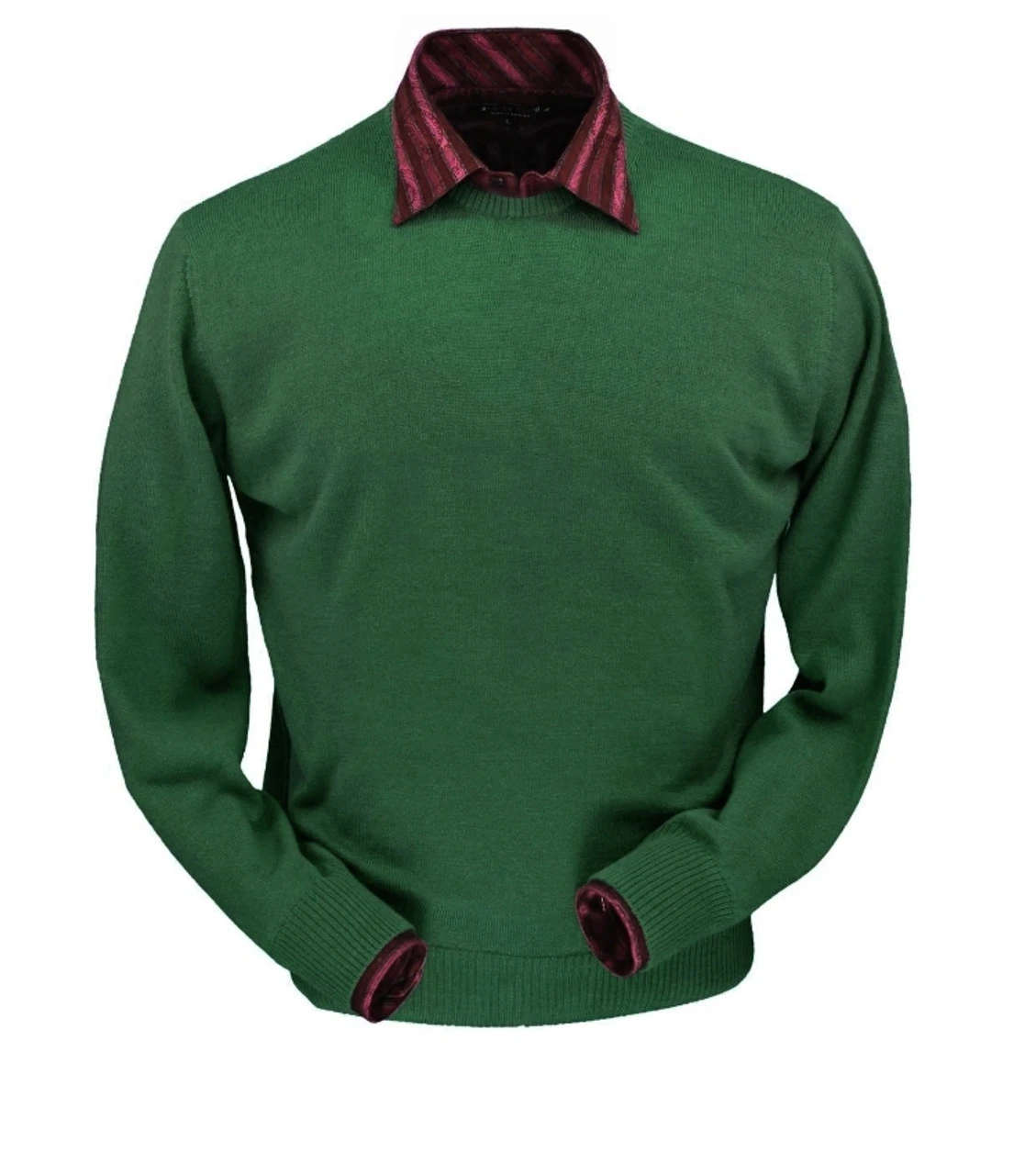 Peru Unlimited Pima Cotton Crew Neck Sweater - Pebble Green 2 Peru Unlimited Pima Cotton Crew Neck Sweater - Pebble Green - Image 2