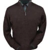 Peru Unlimited 100% Royal Alpaca Contrast Half Zip Sweater - Chocolate Heather