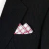 100% Cotton Pre-Folded Pocket Square Handkerchief Insert - Red & Grey Plaid