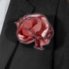 Antonio Ricci 2-in-1 Pouf Round Pocket Square - Rose Pink With Grey Trim