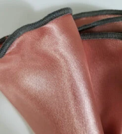 Antonio Ricci 2-in-1 Pouf Round Pocket Square - Rose Pink With Grey Trim -Suit Discount Store Rose grey3 54307.1654626583