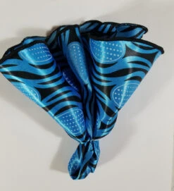 Antonio Ricci 2-in-1 Pouf Round Pocket Square - Royal Blue & Black Geo Pattern -Suit Discount Store Royal Black Geo 4 72673.1651354212