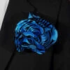 Antonio Ricci 2-in-1 Pouf Round Pocket Square - Royal Blue & Black Geo Pattern
