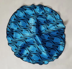 Antonio Ricci 2-in-1 Pouf Round Pocket Square - Royal Blue & Black Geo Pattern -Suit Discount Store Royal Black Geo3 36239.1651354212