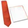 Antonia 100% Silk Tie W/Matching Trimmed Pocket Square - Orange