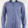 St. Cado Navy & Blue Contrasting Cuff Fashion Sport Shirt - Button Cuff