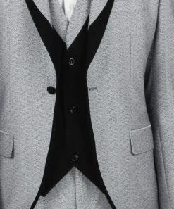 Vinci 3 Piece Fancy Grey And Black Slim Fit Tuxedo Or Suit -Suit Discount Store SV2R 5WHITE 2 61010.1545075504