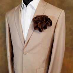 Antonio Ricci 2-in-1 Bronze 100% Jacquard Silk Pouf Round Pocket Square -Suit Discount Store Silk Bronze2 69017.1675367770