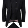 Tiglio Wide Leg Vested Italian Wool Suit - Black