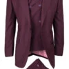 Tiglio Wide Leg Vested Italian Wool Suit - Burgundy