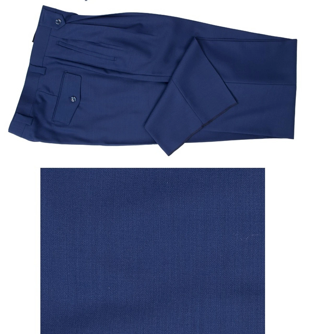 Tiglio Wide Leg Vested Italian Wool Suit - French Blue 2 Tiglio Wide Leg Vested Italian Wool Suit - French Blue - Image 2