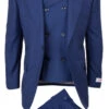 Tiglio Wide Leg Vested Italian Wool Suit - French Blue