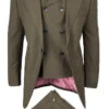 Tiglio Wide Leg Vested Italian Wool Suit - Olive