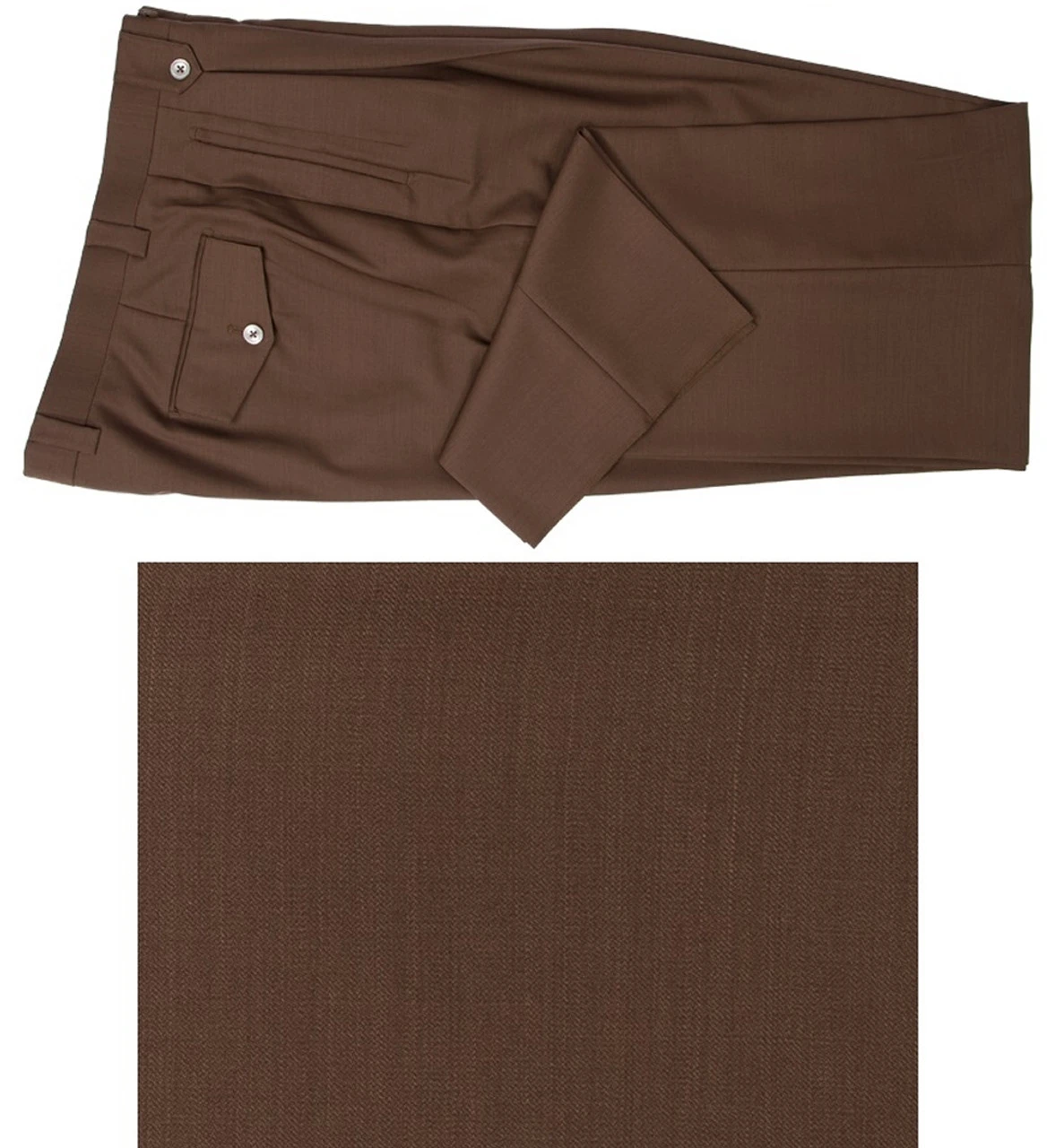 Tiglio Wide Leg Vested Italian Wool Suit - Tobacco Brown 2 Tiglio Wide Leg Vested Italian Wool Suit - Tobacco Brown - Image 2