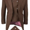 Tiglio Wide Leg Vested Italian Wool Suit - Tobacco Brown