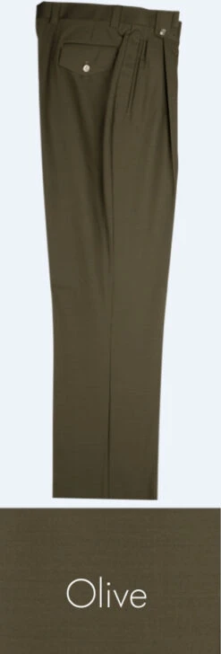 Tiglio 100% Wool Pleated Wide-Legged Slacks 18 Tiglio 100% Wool Pleated Wide-Legged Slacks -Suit Discount Store TGL WL2576 olive 85650.1527006954