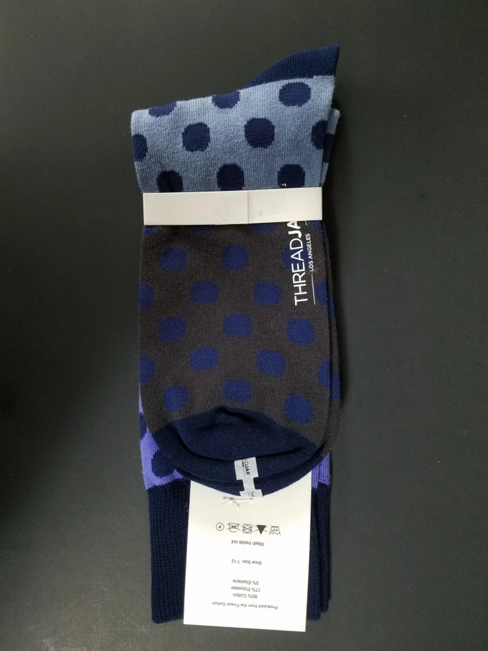 ThreadJar Premium Cotton & Spandex Socks - Blue & Purple Dot 2 ThreadJar Premium Cotton & Spandex Socks - Blue & Purple Dot - Image 2