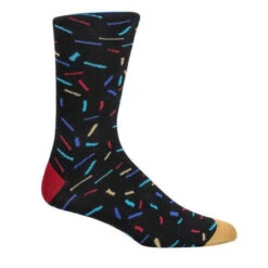 ThreadJar Premium Cotton & Spandex Socks - Dashes On Black