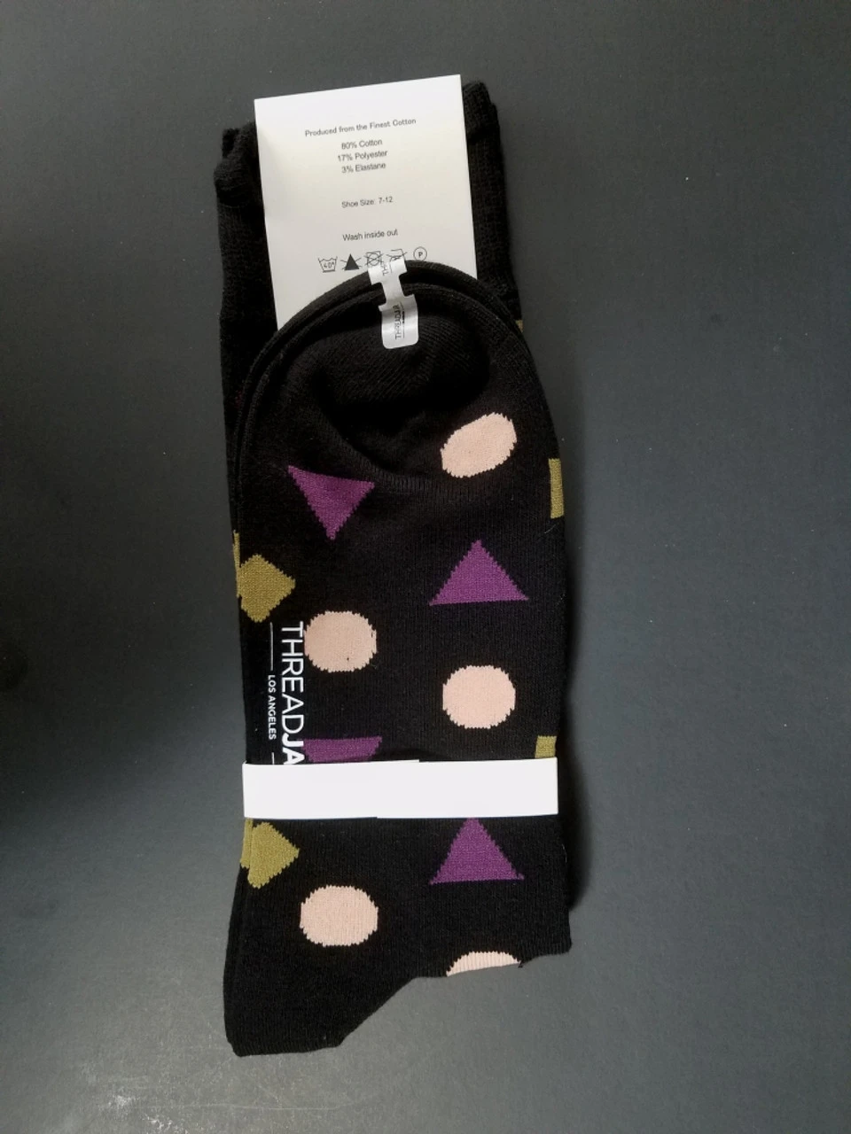 ThreadJar Premium Cotton & Spandex Socks - Geometric Designs 3 ThreadJar Premium Cotton & Spandex Socks - Geometric Designs - Image 3