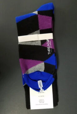 ThreadJar Premium Cotton & Spandex Socks - Black Geometric Designs -Suit Discount Store TJ SK 760 3 78322.1644792867