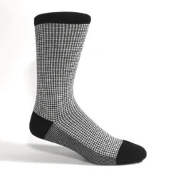 ThreadJar Premium Cotton & Spandex Socks - Black & White Houndstooth
