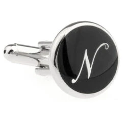 Personalized Initial Cufflinks Letter N (V-CF-1684BS-N)