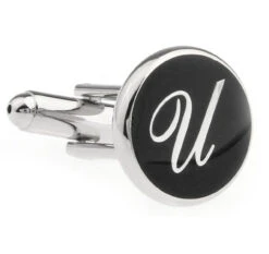 Personalized Initial Cufflinks Letter U (V-CF-1684BS-U)