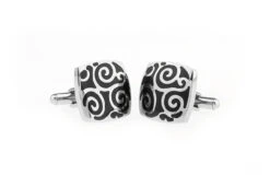 Black Scroll Stainless Steel Cufflinks (V-CF-230082SS) -Suit Discount Store V CF 230082SS 3 93046.1523619087