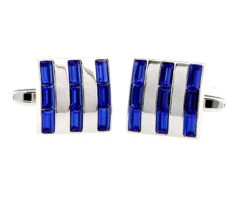Royal Blue Baguette Crystal Square Cufflinks (V-CF-50350BL) -Suit Discount Store V CF 50350BL 3 75567.1534449176