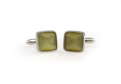 Square Light Yellow Cat's Eye Cufflinks (V-CF-51465LY-S) -Suit Discount Store V CF 51465LY S 3 78208.1535196241