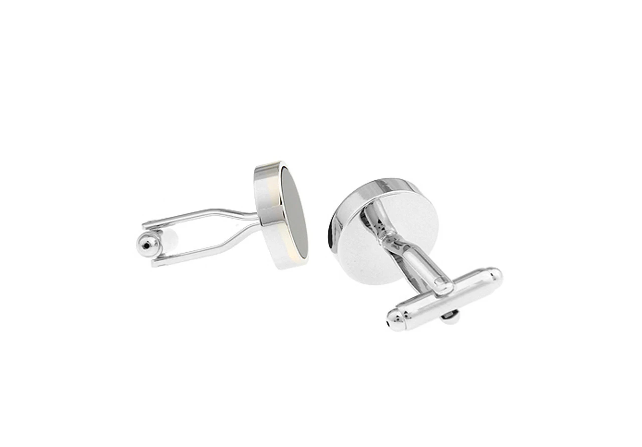 Round Black Onyx Cufflinks (V-CF-56005) 2 Round Black Onyx Cufflinks (V-CF-56005) - Image 2