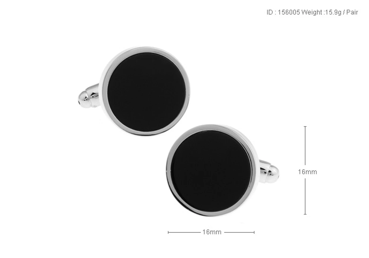 Round Black Onyx Cufflinks (V-CF-56005) 3 Round Black Onyx Cufflinks (V-CF-56005) - Image 3