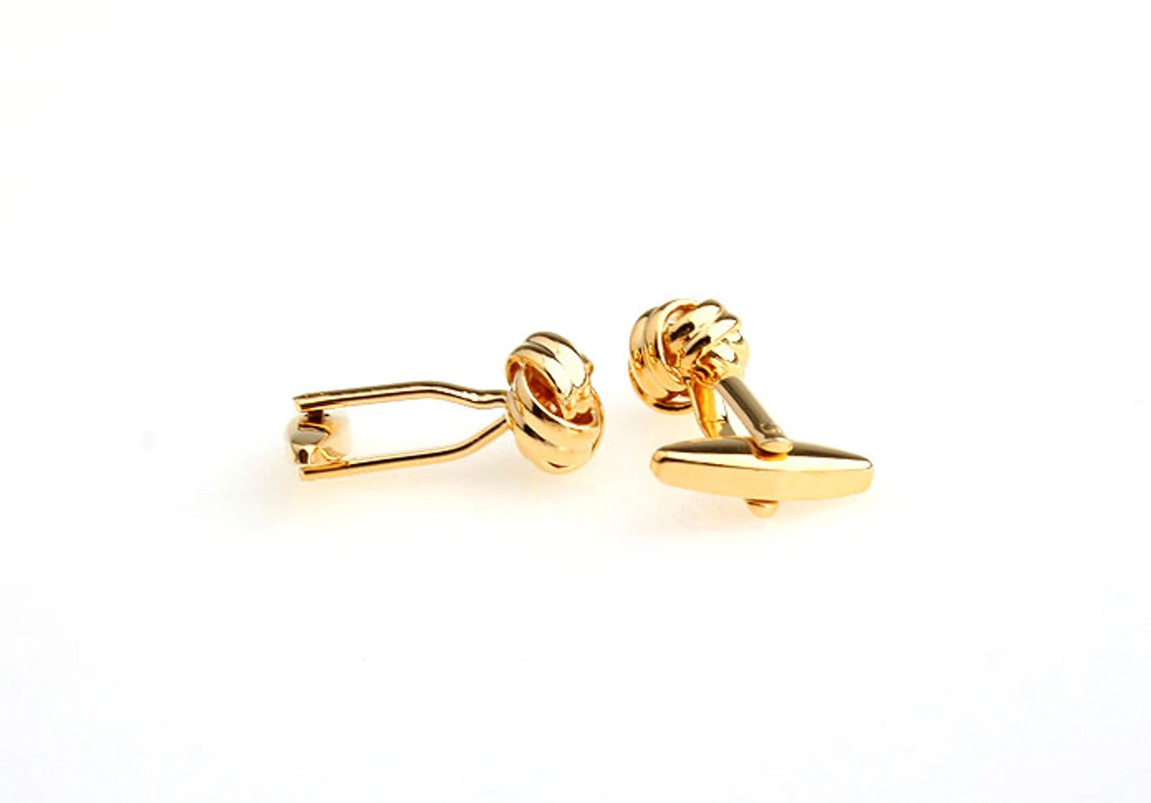 Small Gold Love Knot Cufflinks (V-CF-56532-G) 3 Small Gold Love Knot Cufflinks (V-CF-56532-G) - Image 3