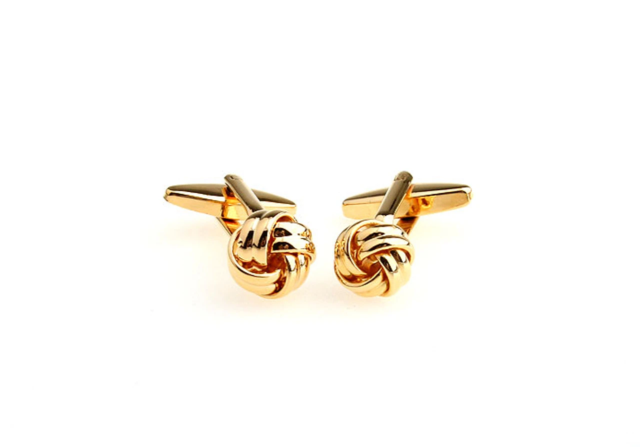 Small Gold Love Knot Cufflinks (V-CF-56532-G) 2 Small Gold Love Knot Cufflinks (V-CF-56532-G) - Image 2