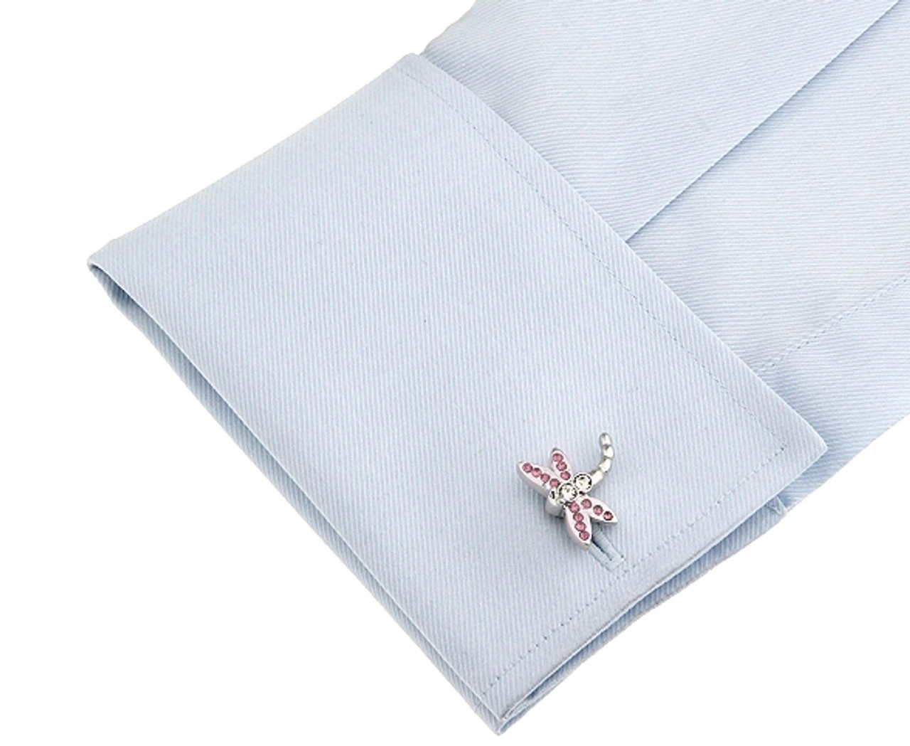 Pink Swarovski® Crystal Dragonfly Cufflinks (V-CF-56659P) 3 Pink Swarovski® Crystal Dragonfly Cufflinks (V-CF-56659P) - Image 3