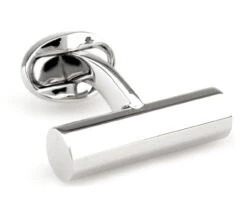 Long Silver Cylinder Cufflinks (V-CF-57530)