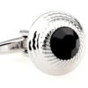 Round Center Black Crystal Cufflinks (V-CF-60058B-S)