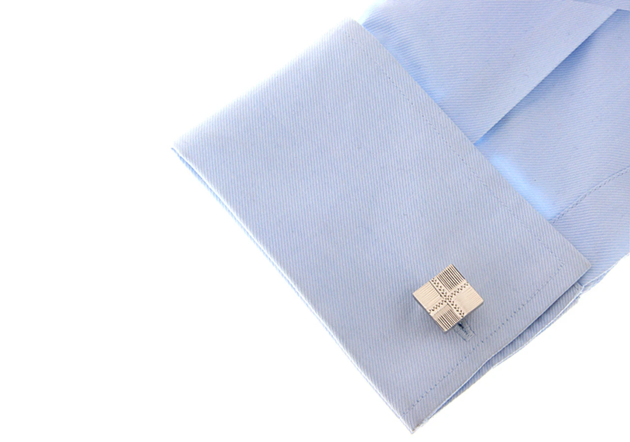 Square Panel Silver Cufflinks (V-CF-63745) 3 Square Panel Silver Cufflinks (V-CF-63745) - Image 3