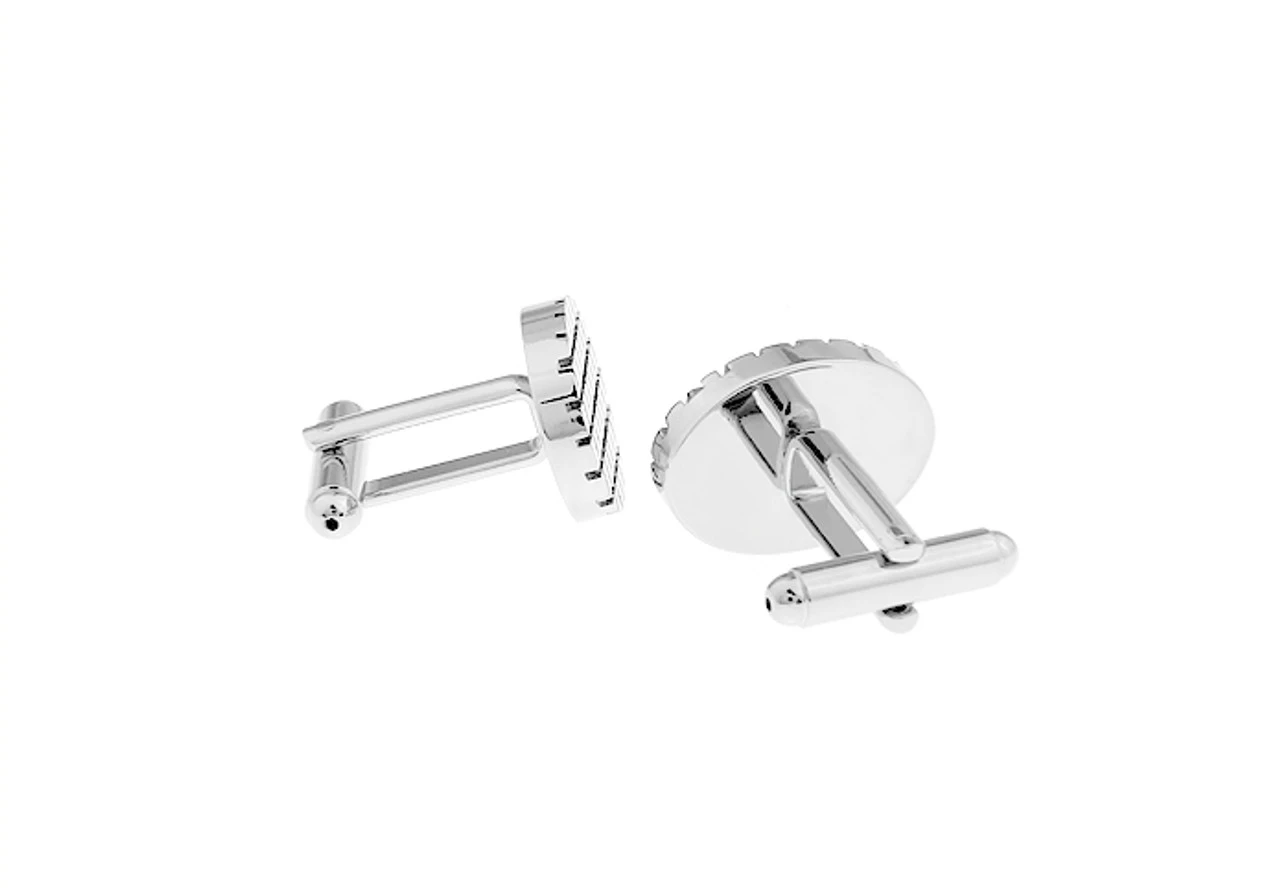 Notched Oval Silver Cufflinks (Notched Oval Silver Cufflinks) 2 Notched Oval Silver Cufflinks (Notched Oval Silver Cufflinks) - Image 2