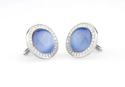 Extra Large Blue Cat's Eye Stone Cufflinks (V-CF-67480BL-S) -Suit Discount Store V CF 67480BL S 3 63914.1534902789