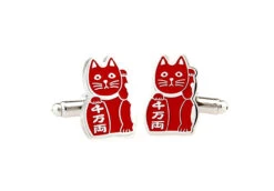Maneki-neko Good Fortune Cat Red Cufflinks (V-CF-70962R) -Suit Discount Store V CF 70962R 3 92063.1580466647